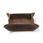 ***Distressed Brown Leather Catchall - 6" x 6" x 2"