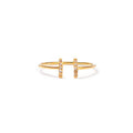 ***Gold Plated White Topaz Double V Open Ring