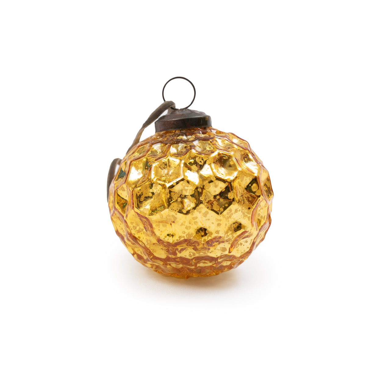 Gold Hammered Round Glass Ornament