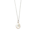 ***Small Oval Locket Silver Necklace with Stone 16" + 2" extender