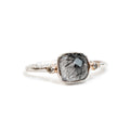 Silver Square Rutilated Quartz Ring - Size