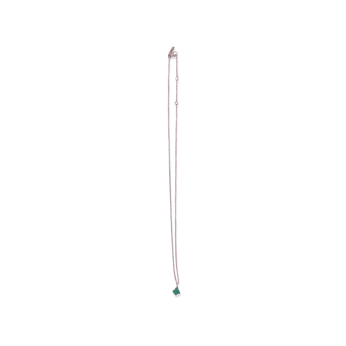 ***May Raw Birthstone Necklace in Sterling Silver (Green Onyx) Green Onyx 18" + 2" extender
