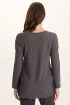 Arnie Thermal Asymmetrical Hem V-Neck Top
