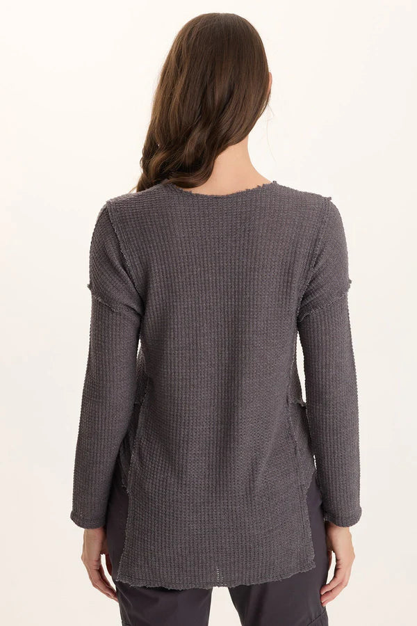 Arnie Thermal Asymmetrical Hem V-Neck Top