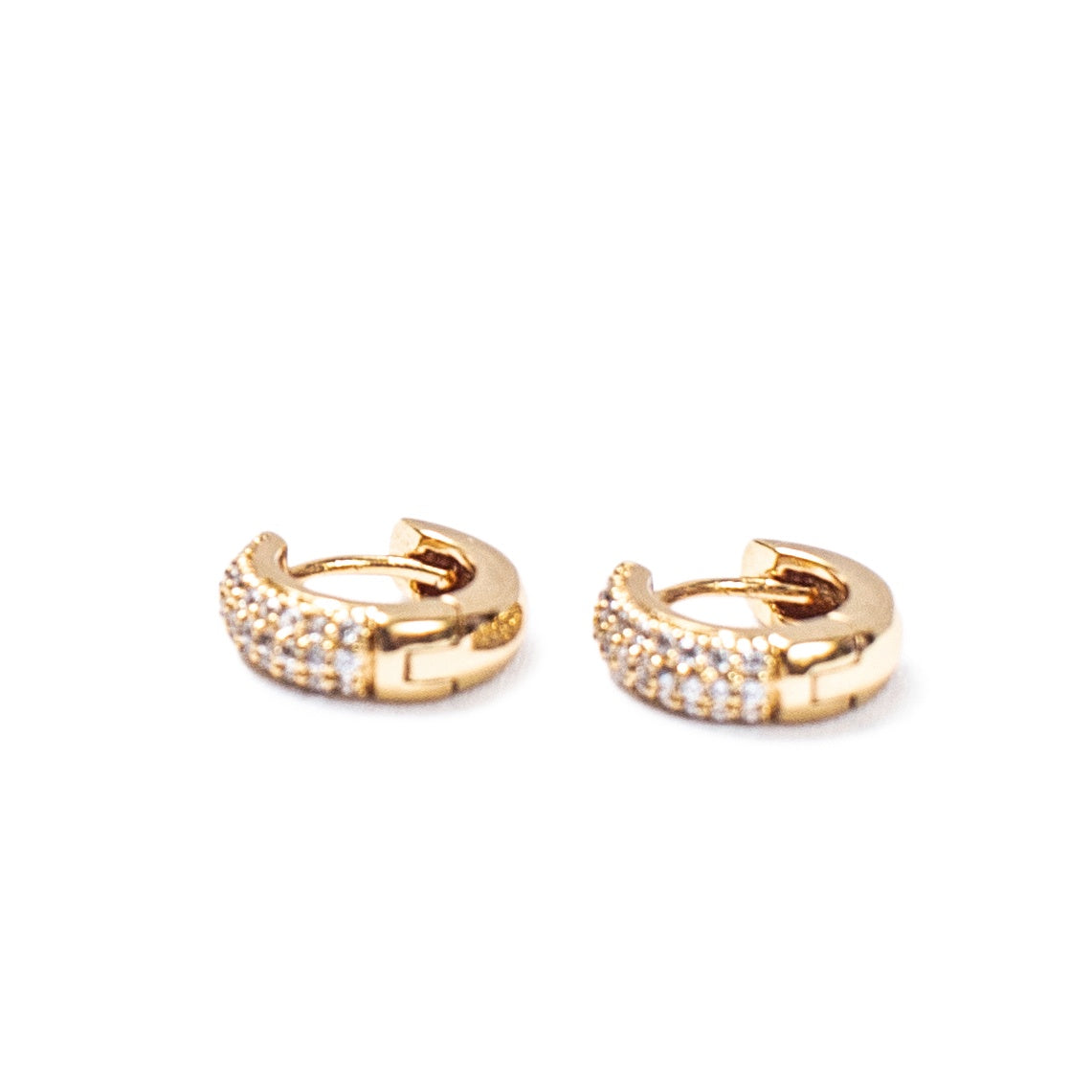 ***Gold Plated Thin Pave Hoop Earrings