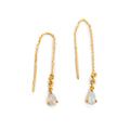 ***Opal and White Topaz Gold Plated Brass Threader Earrings