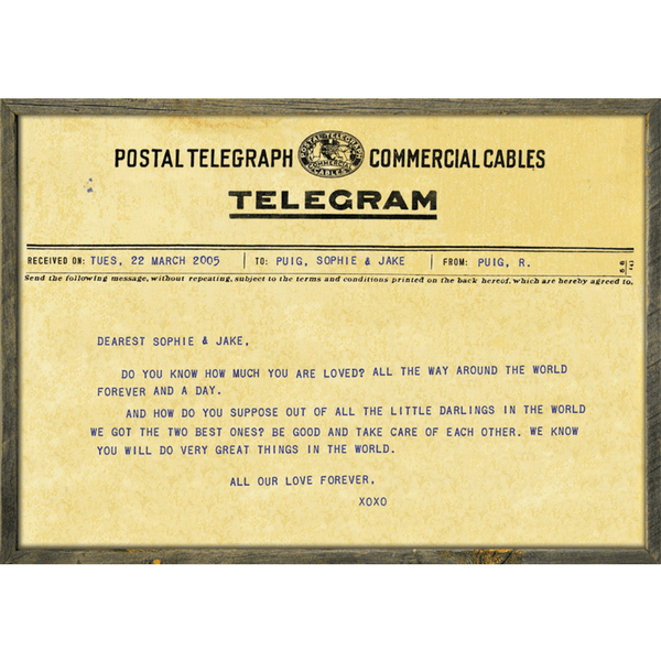 Telegram Custom Art Print - Grey Wood