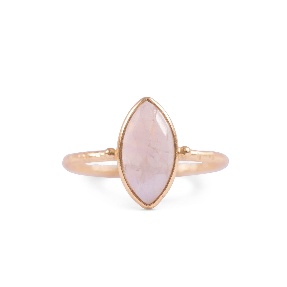 ***Gold Plated Ring with Marquise Rainbow Moonstone - Size