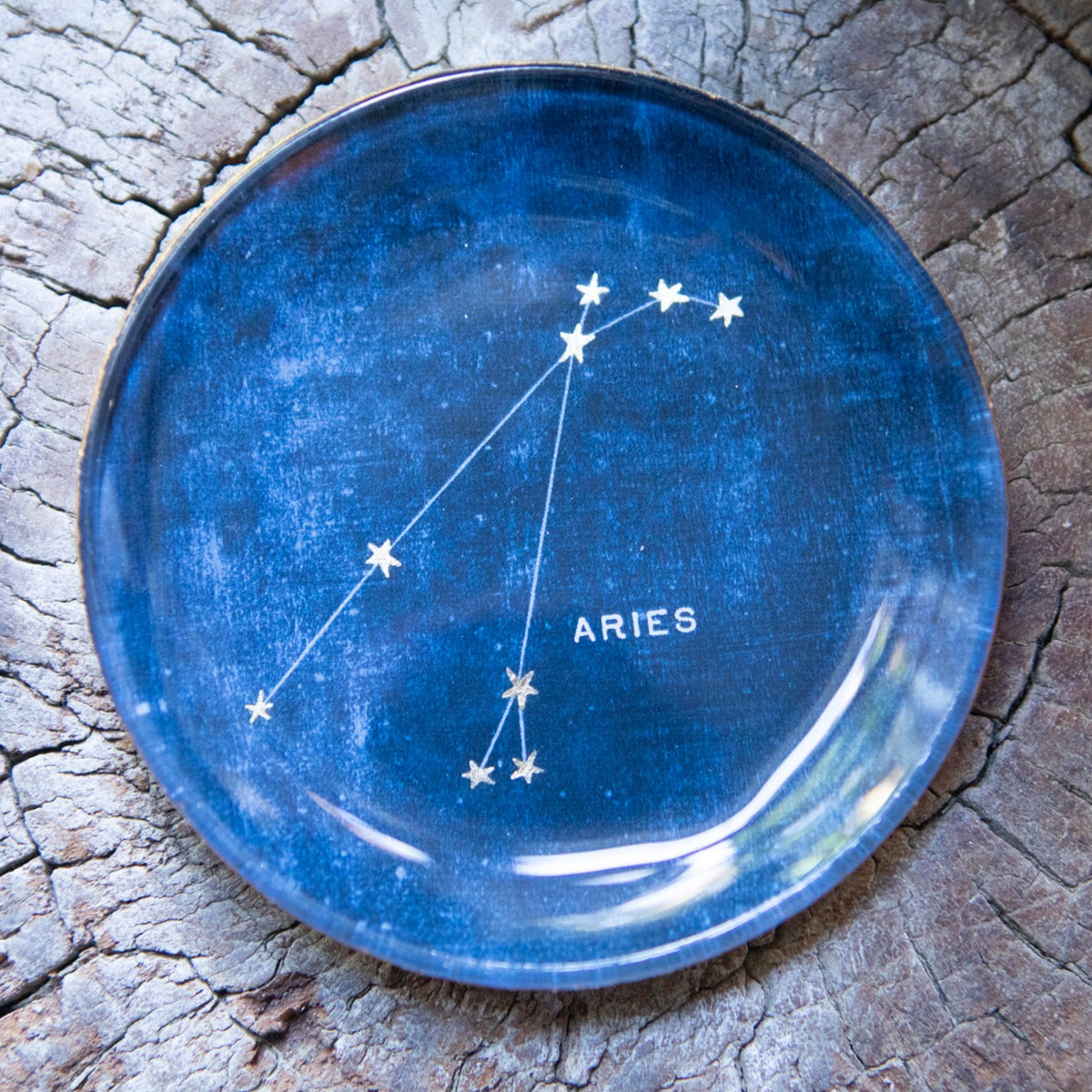 Aries Round Decoupage Plate - 4in