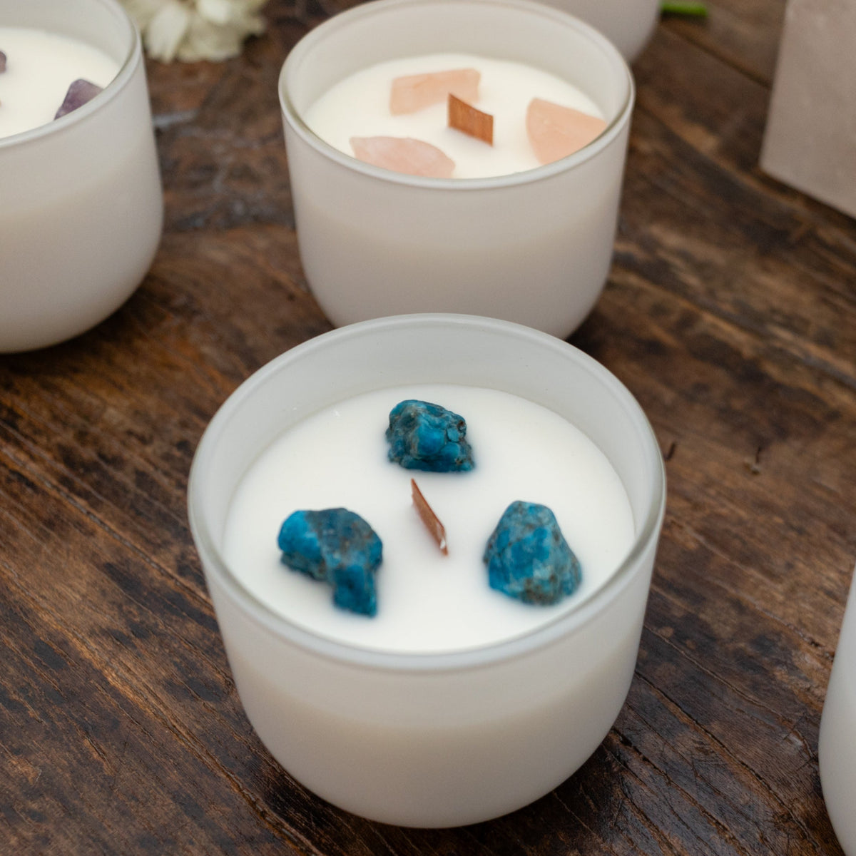 ***Blue Apatite Crystal Candle - 11oz