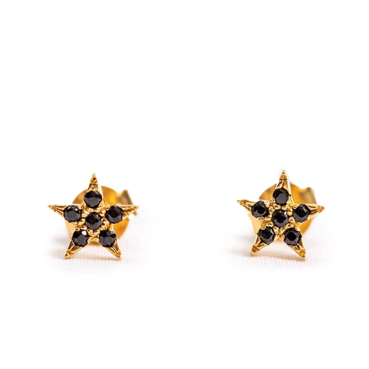 ***Black Spinel Gold Plated Star Studs