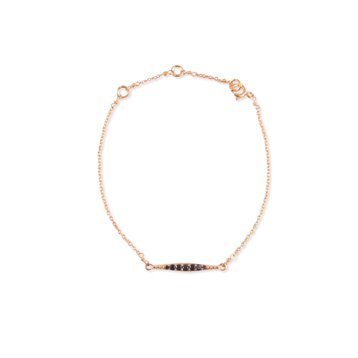 ***Gold Plated Bracelet with Row of Black Zircon Stones
