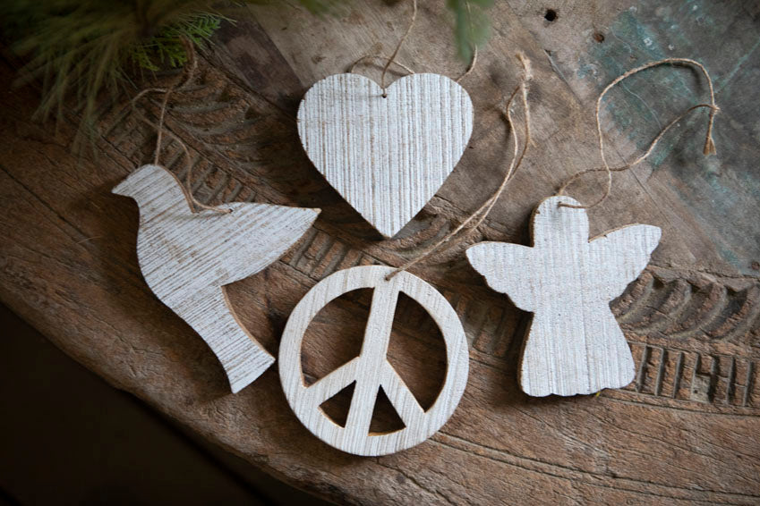 Angel Whitewash Wooden Ornament