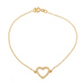 ***Stone Outline Heart Pendant Gold Necklace