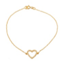 ***Stone Outline Heart Pendant Gold Necklace