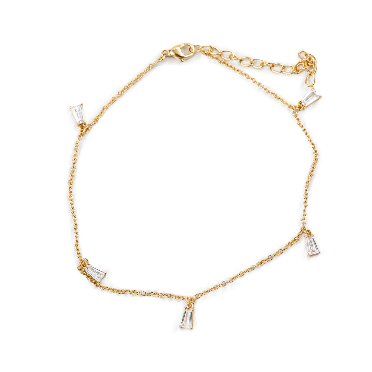 ***Multi Tapered Baguette Anklet - 8.5"