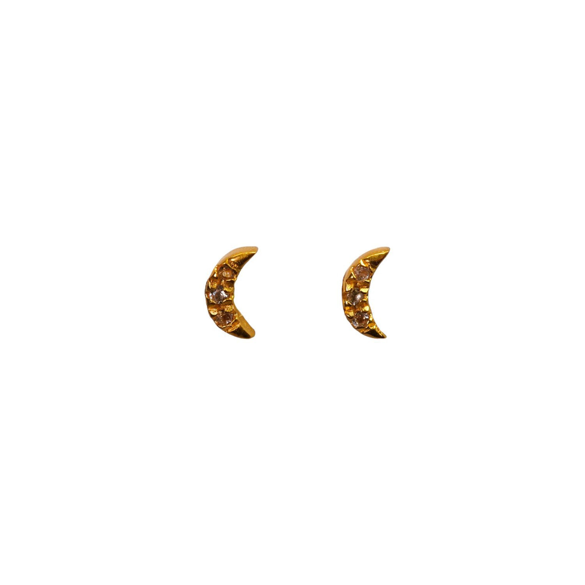 ***Mini Gold Plated Brass Moon Studs