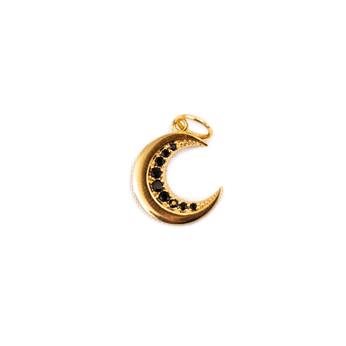 ***Black Spinel Crescent Moon Charm