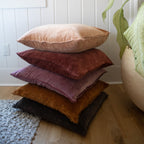 Canyon Velvet Pillow with Poms 22x22