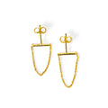 ***Gold Plated Bar Earrings with Threader Chain Drop