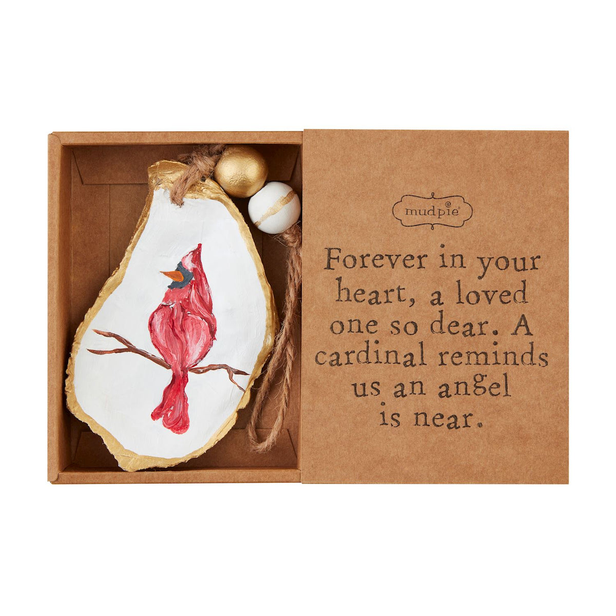 Hand-Painted Oyster Shell Ornament with Jute Hanger