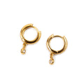 Bezel Drop Charm Huggie Earrings