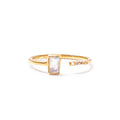 ***Gold Plated Rainbow Moonstone and White Topaz Pave Split Ring