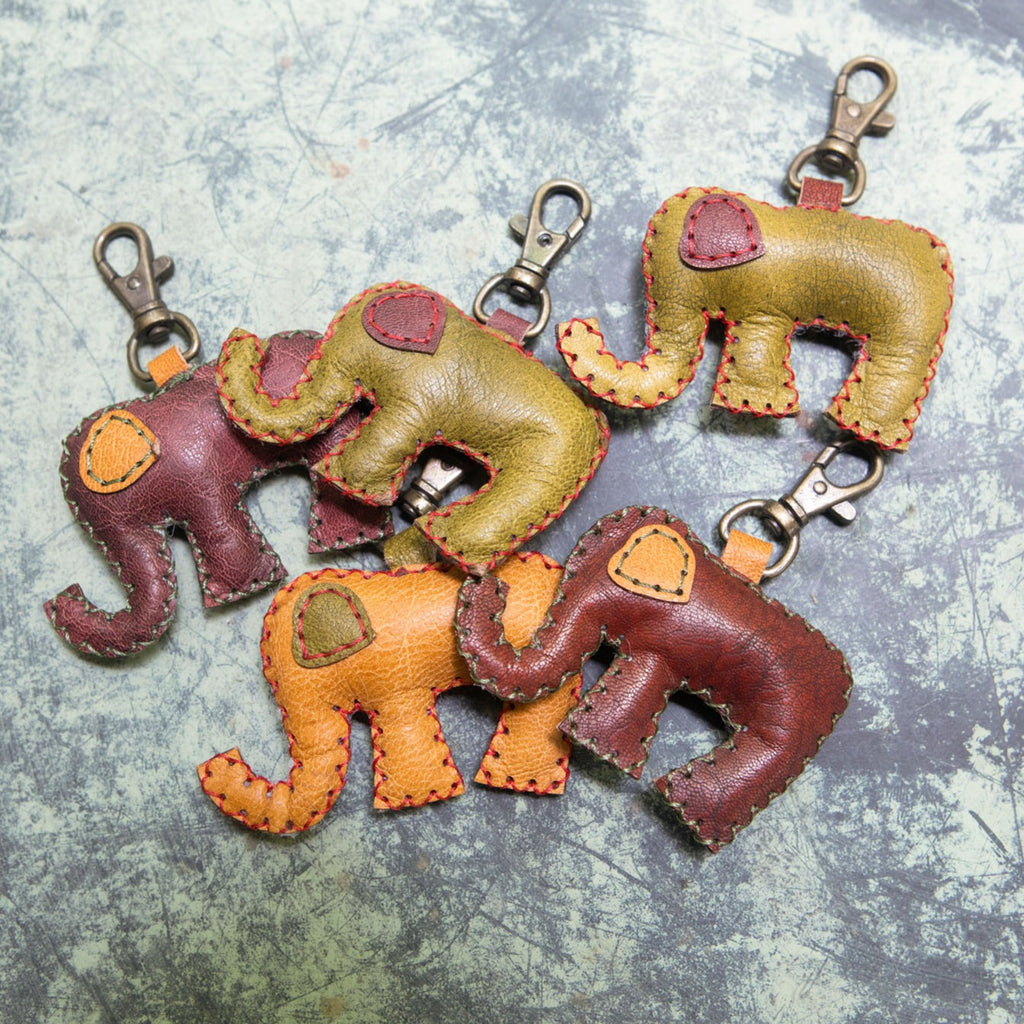 Elephant Puffy Leather Keychain - Assorted SKU