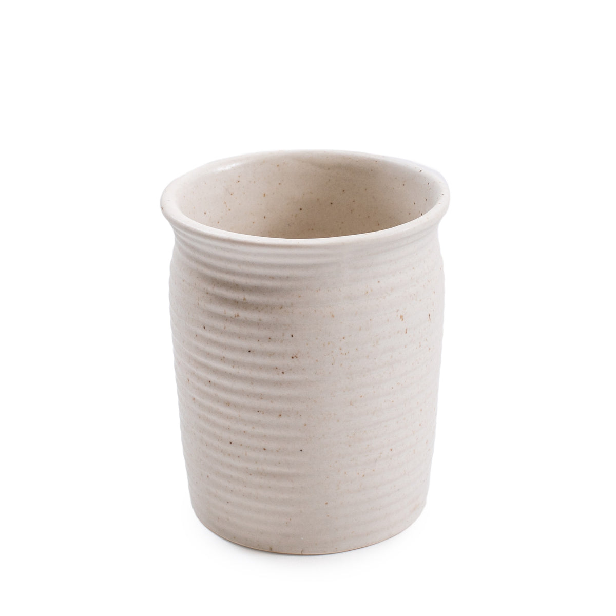 ***Ribbed Ceramic Speckled Utensil Jar - 7”x6.5