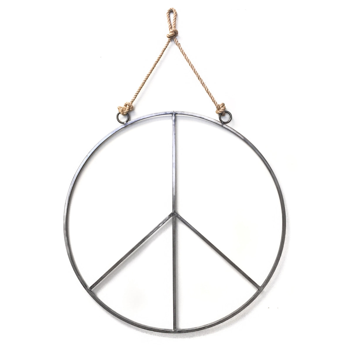 Large Hanging Metal & Jute Peace Sign