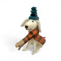 ***White Dog with Blue Hat & Plaid Scarf Ornament - Mutley Crew Collection Second Edition