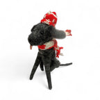 ***Black Lab With Red & White Knit Hat & Scarf Ornament - Mutley Crew Collection Second Edition