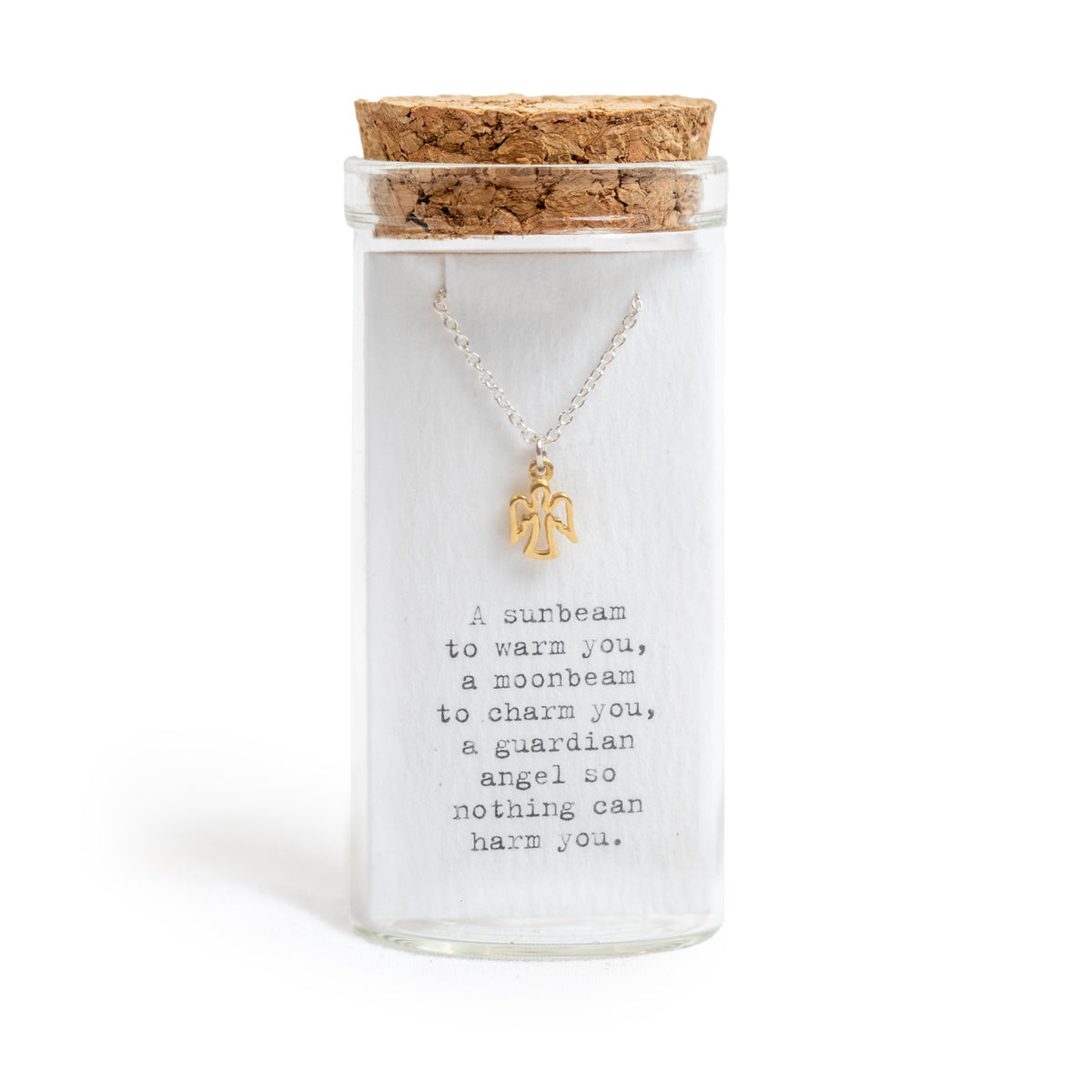 Message in a Bottle Necklace Collection - Gold Angel Outline