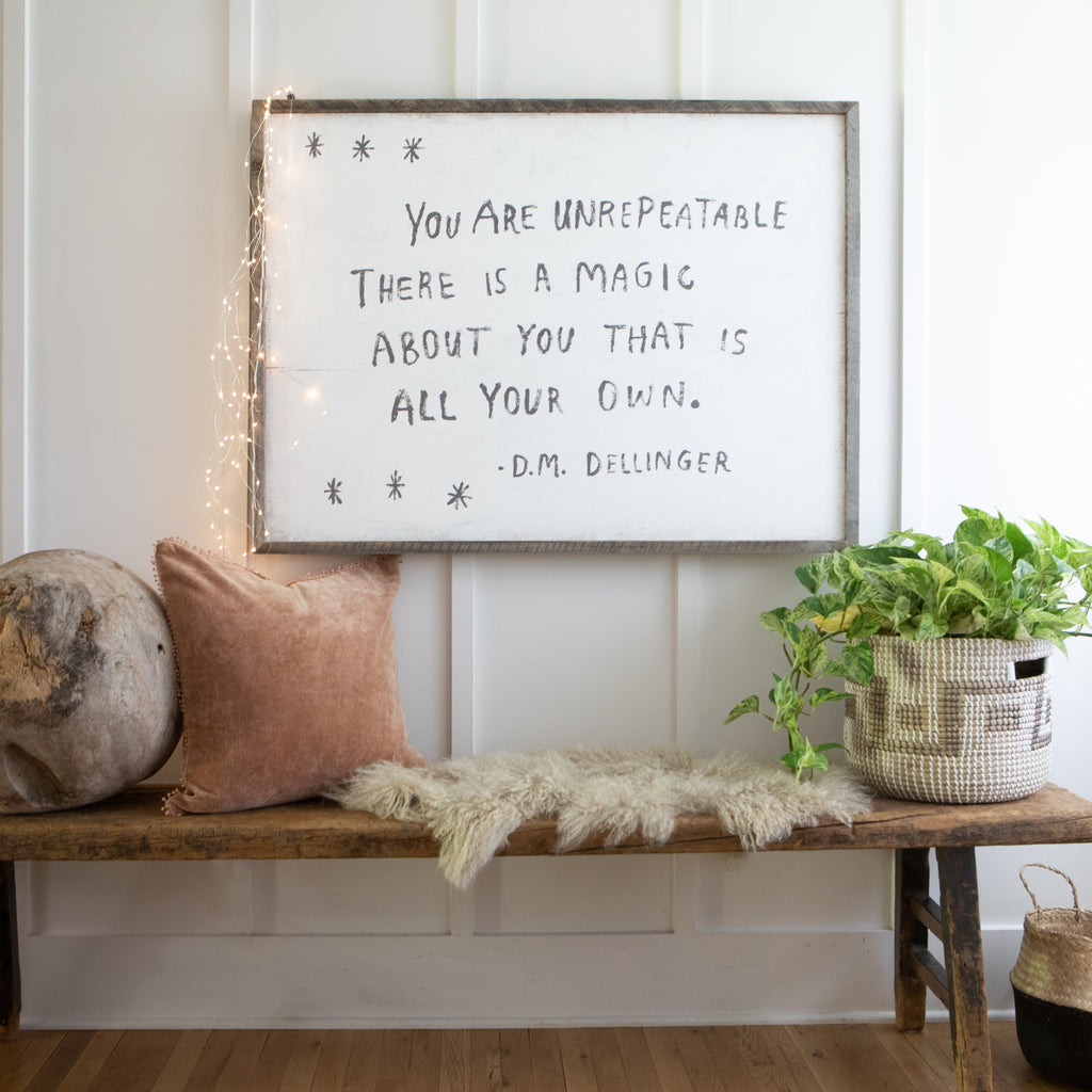 You Are Unrepeatable Art Print - Grey Wood