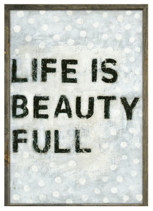 Polka Life Art Print - Grey Wood
