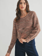 Cozy Knit Wool Sweater in Brown Multi