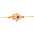 ***Blue Sapphire Hamsa Bracelet- Gold Plated Brass