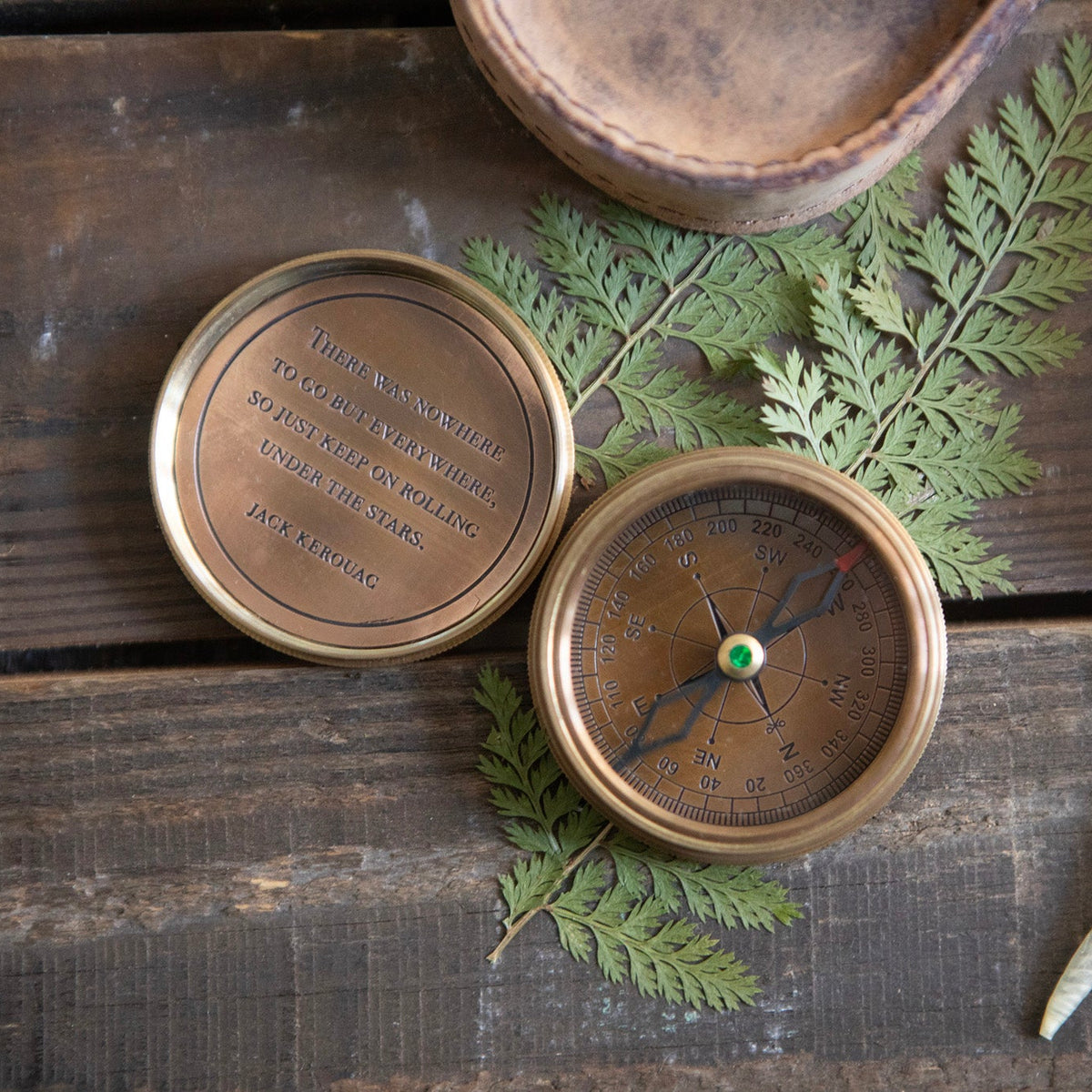 There Was Nowhere To Go Compass with Leather Pouch