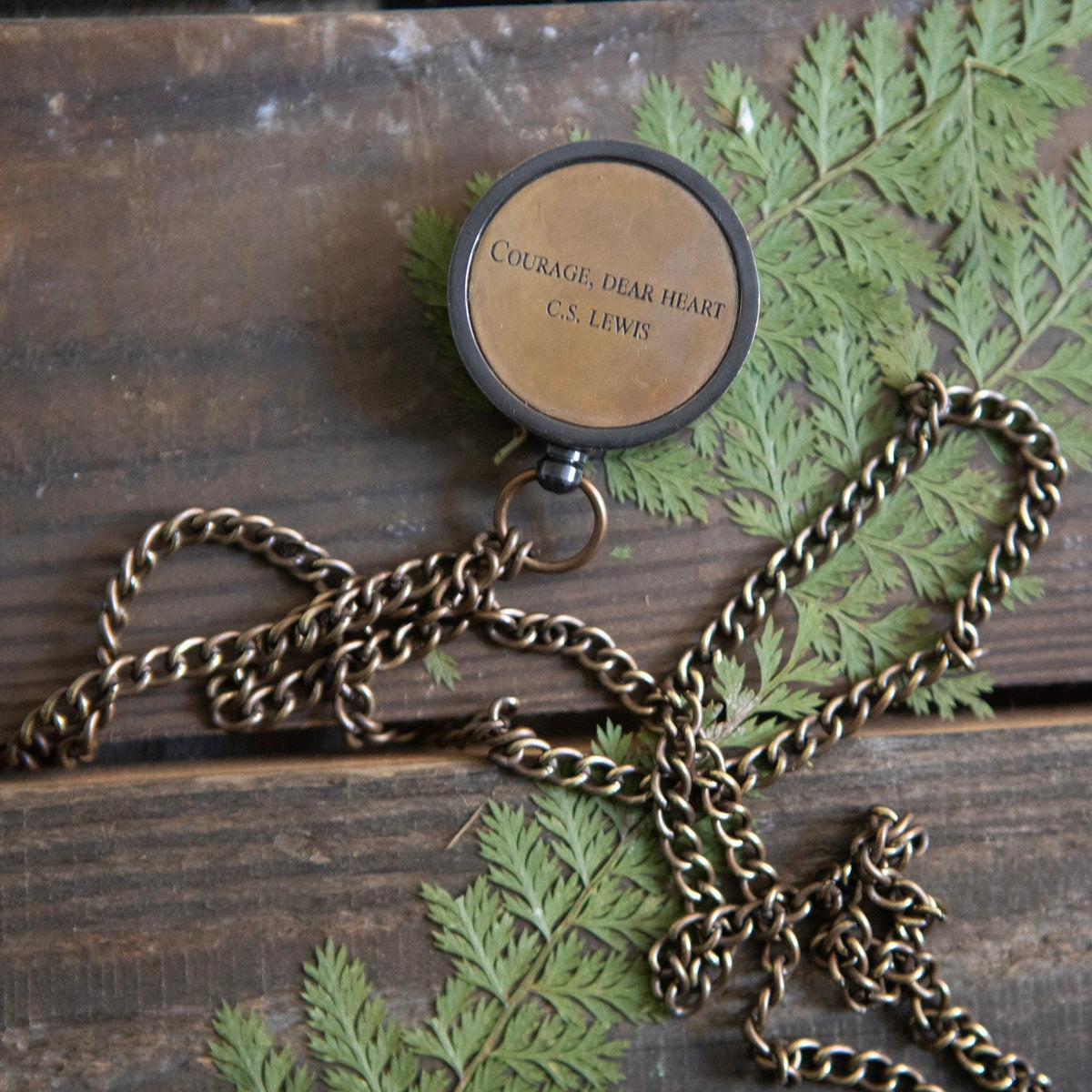 ***Courage Dear Heart Compass with Leather Pouch