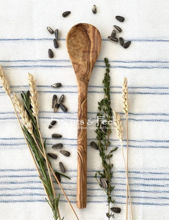Olive Wood Round Handle Spoon 12″