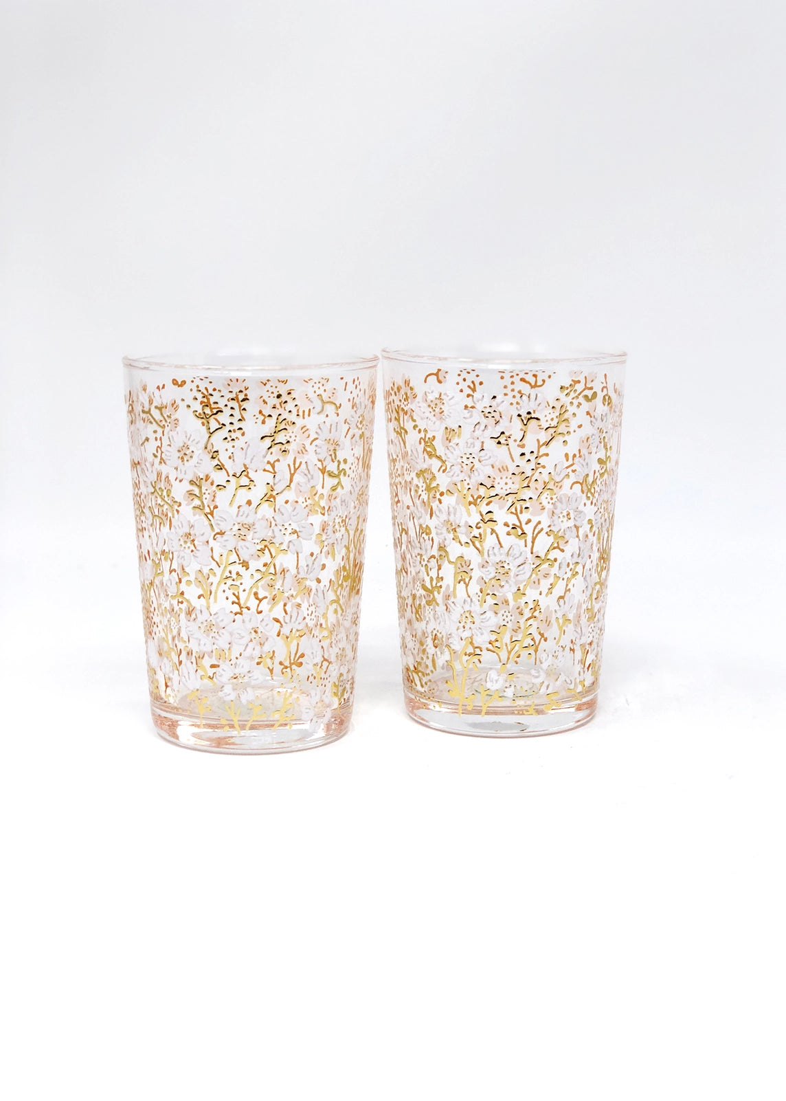 Eden Flower Tea Glasses - Clear, Gold