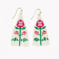 Audrey Single Poppy Flower Seed Bead Earrings