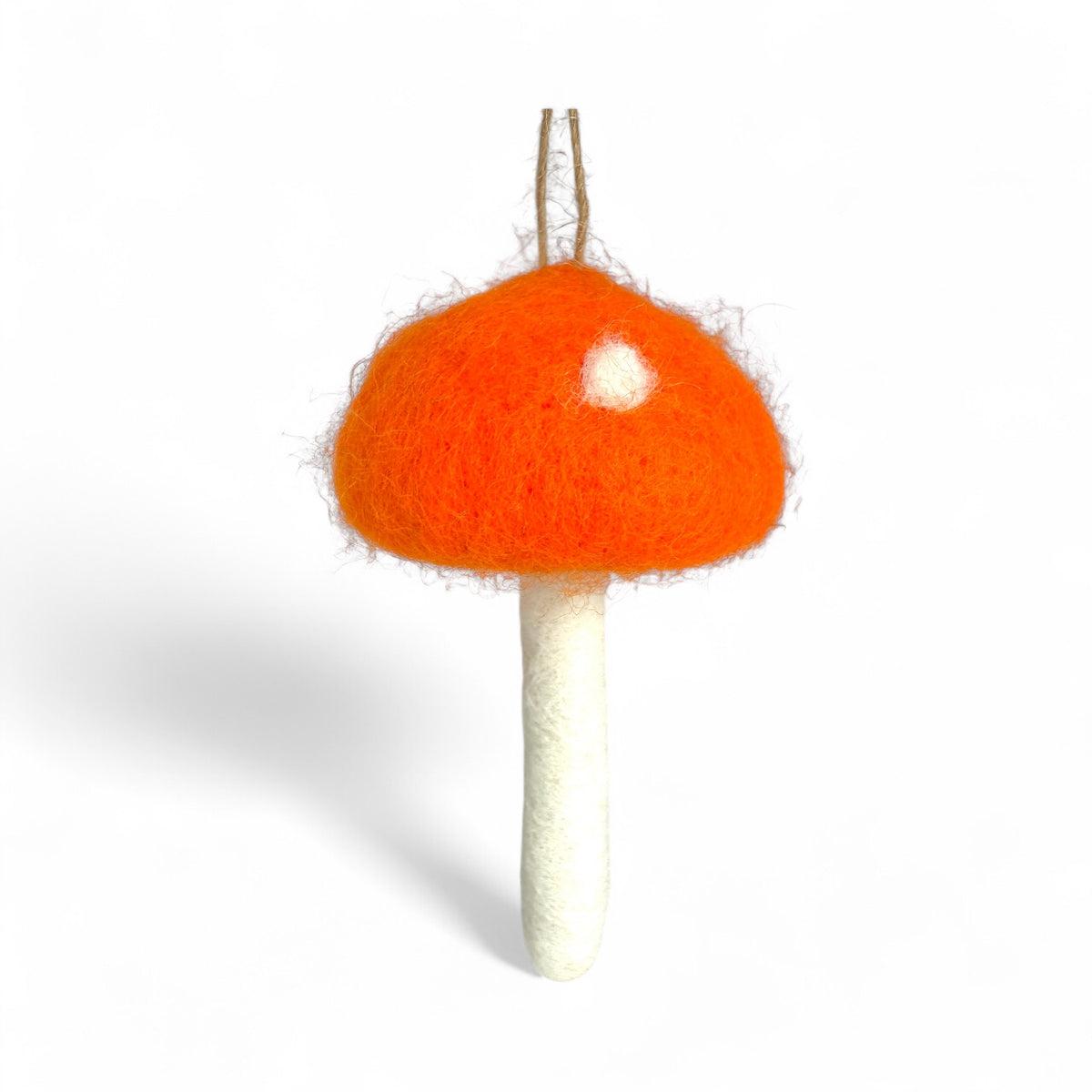 Orange with Dots Mushroom Ornament -  Felt Patch of Mushrooms Collection