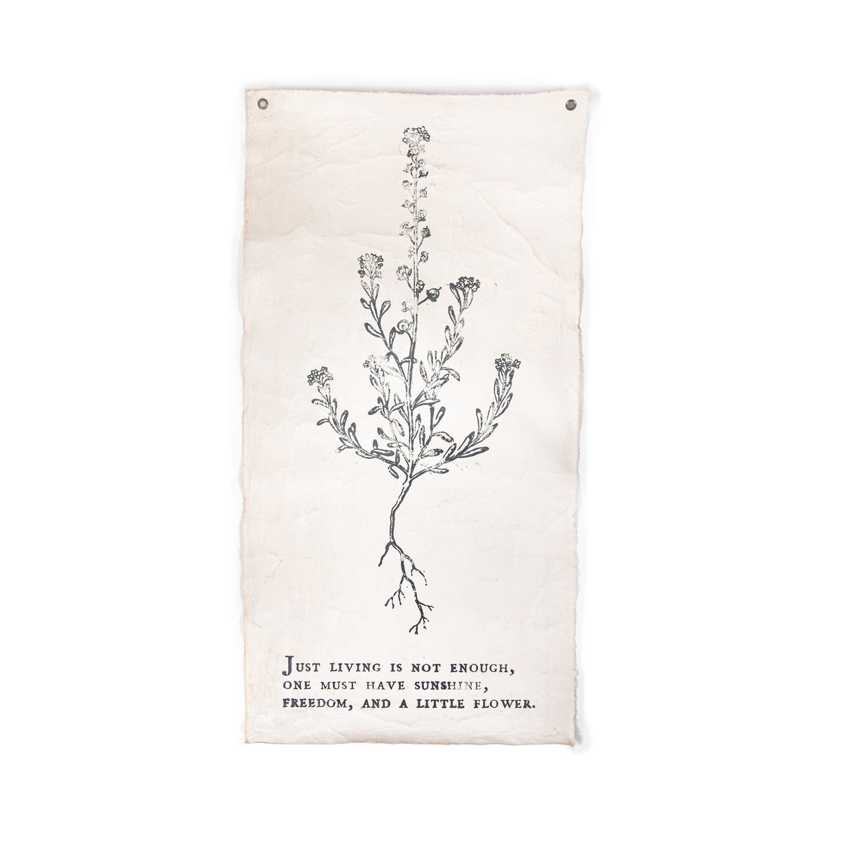 ***Just Living Is Not Enough Botanical Hand Painted Wall Tarp 32x63