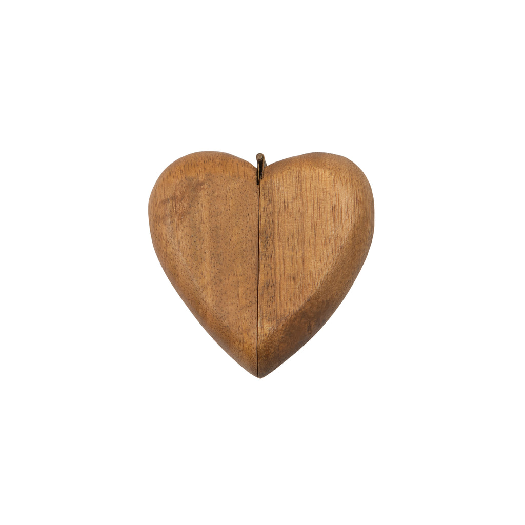Wooden Heart Shape Magnetic Ring Box - 3in