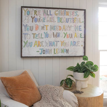 You're All Geniuses Art Print - Grey Wood