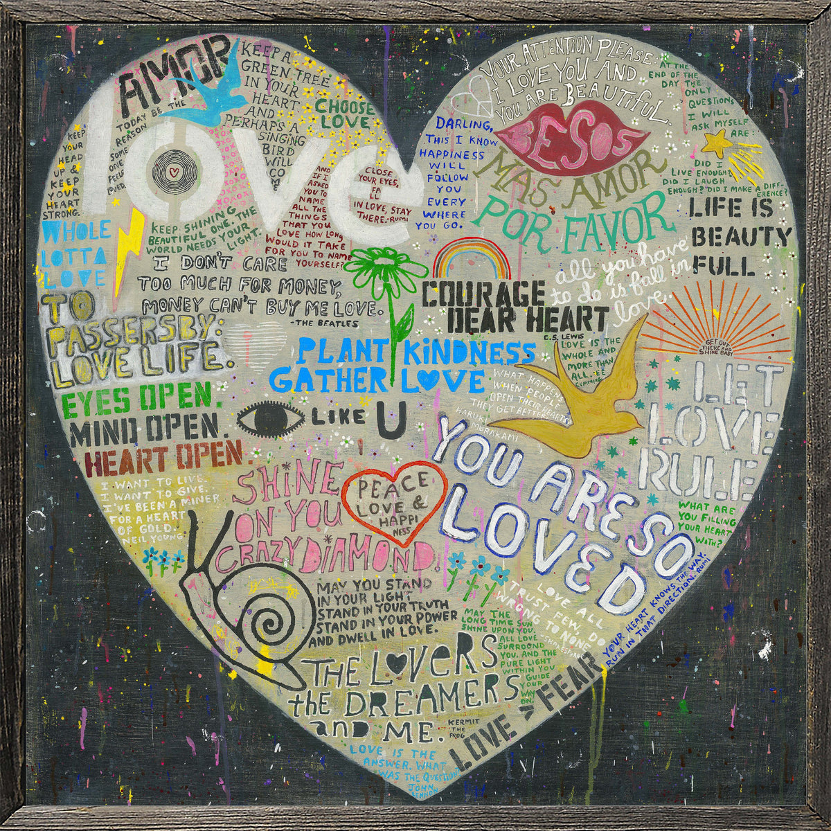 Choose Love  Art Print in Black - Grey Wood
