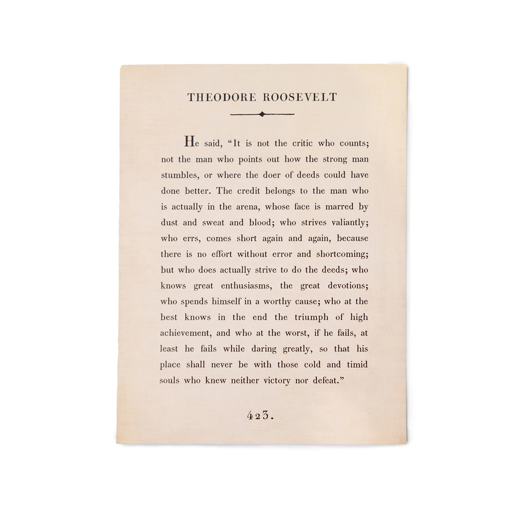 Theodore Roosevelt Art Poster In Cream - 12x16