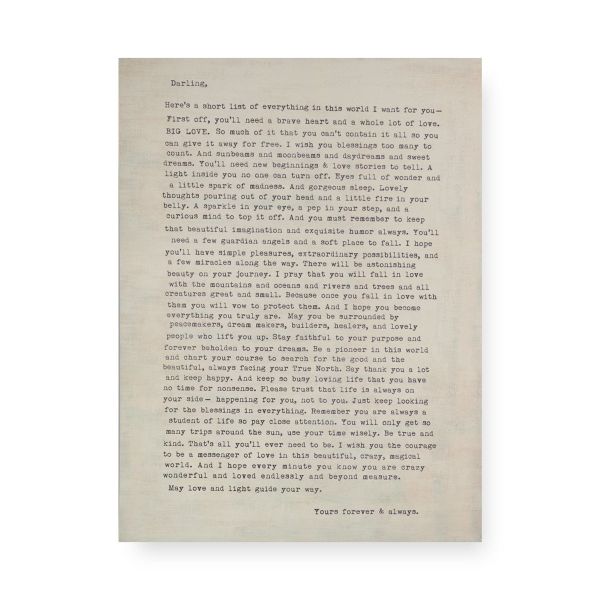 Camp Letter Art Poster In Cream - 12x16