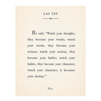 Lao Tzu Art Poster In Cream - 12x16